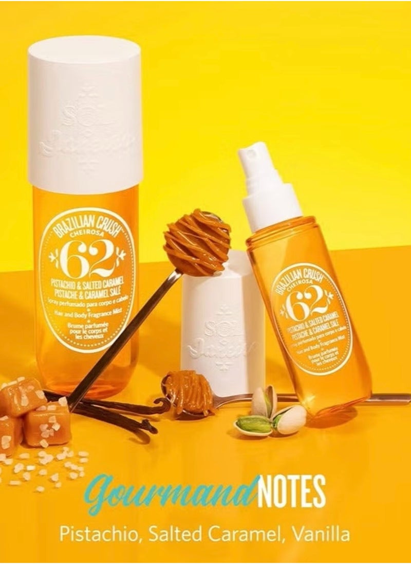 Sol de Janeiro Brazilian Crush Cheirosa 62 Hair & Body Fragrance Mist - 90ml | Warm Gourmand Perfume with Pistachio, Salted Caramel & Vanilla | Lightweight, Long-Lasting Scent for Women & Men