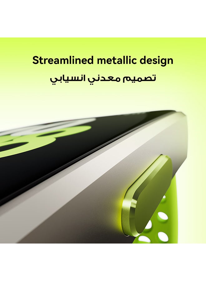 Band 10 Smartwatch, Metallic Design, iOS Android, Pro-Level Sleep Analysis, Fast Charging And Robust Battery Life, Sleek Aluminum Alloy Case Green