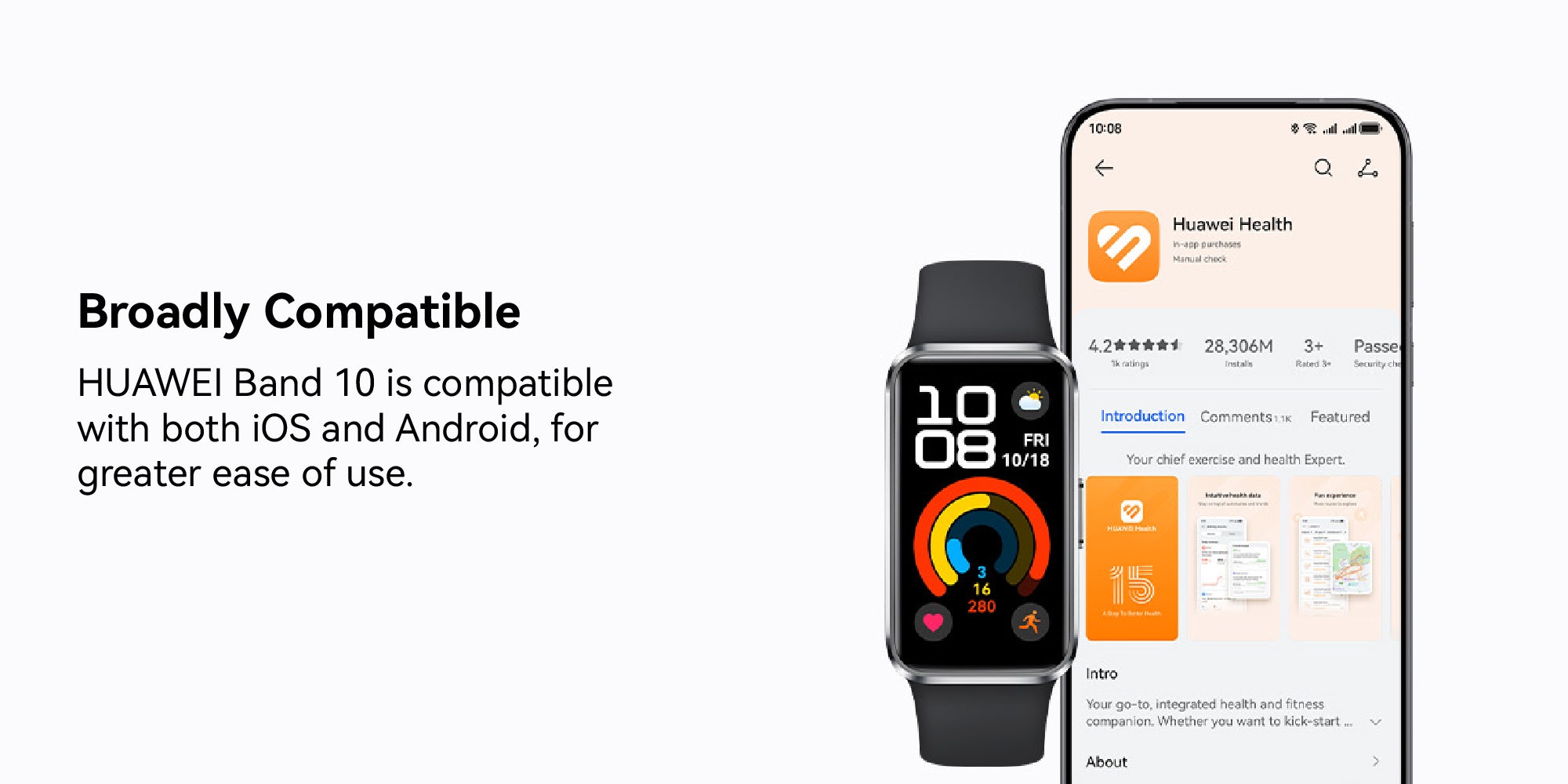 Band 10 Smartwatch, Metallic Design, iOS Android, Pro-Level Sleep Analysis, Fast Charging And Robust Battery Life, Sleek Aluminum Alloy Case Green