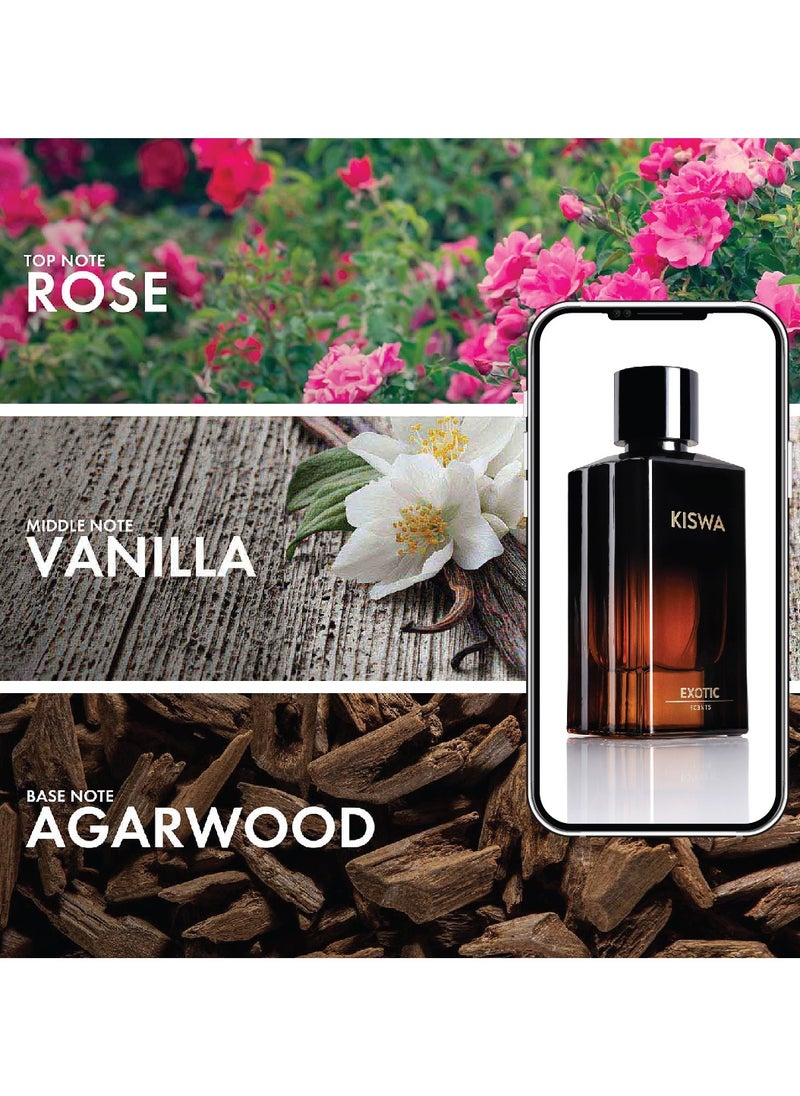 Exotic Scents KISWA Eau de Parfume, Refreshing Rose, Vanilla Agarwood Fragrance