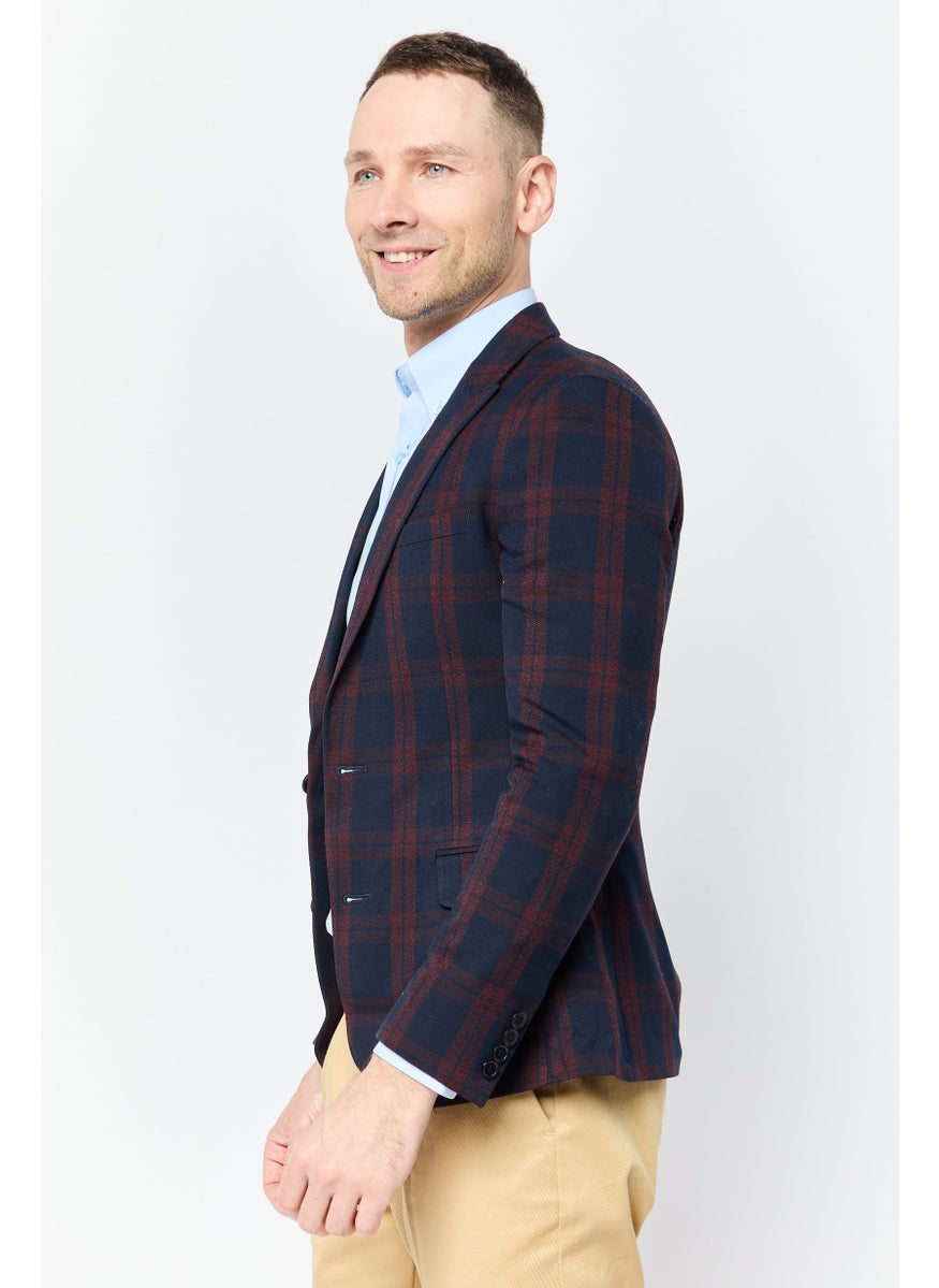 Men Super Skinny Fit Plaid Semi Formal Blazer, Multicolor