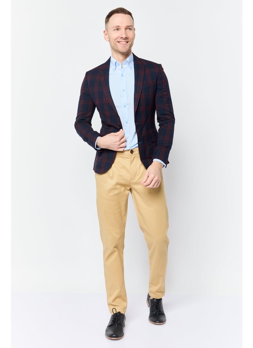 Men Super Skinny Fit Plaid Semi Formal Blazer, Multicolor