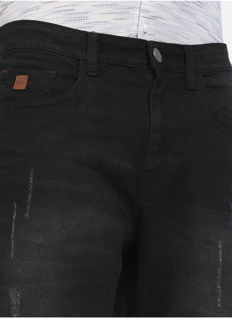 Men's Black Distressed Denim Shorts