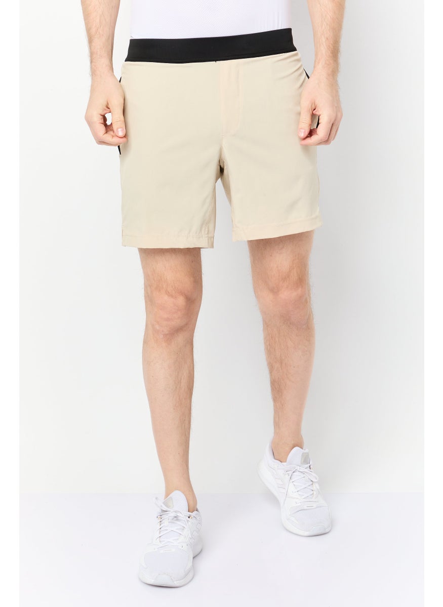Men Sportswear Fit 7 Inseam Training Shorts, Beige