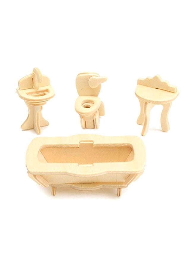 34-Piece Wooden 3D Dollhouse Furniture Puzzle