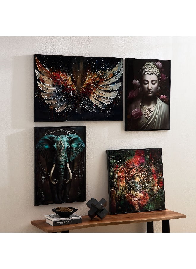 Fossel Feather Framed Picture with ABS High Gloss Surface - 60x90x2.5 cm