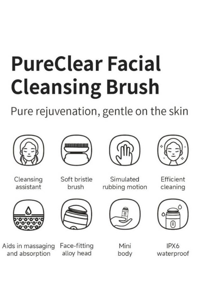 Kica PureClear Facial Cleansing Brush - soft silicone bristles, waterproof design, wireless charging, and a multi-functional alloy head KiCAPFCB (White)