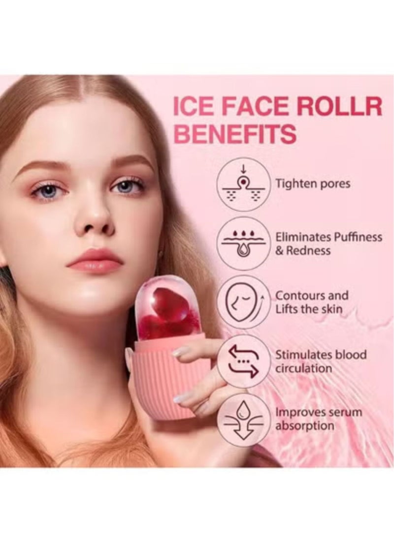 Ice Mold Ice Maker for Face with Anti-Leak& Drip System, Contour Cube Ice Roller, Silicone Ice Holder for Face Ice Face Roller Skin Care Tools Gift for Women - 4 Pcs