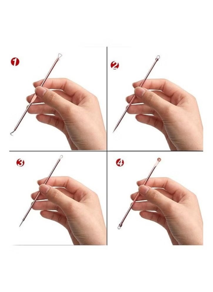 4-Piece Dual Heads Needle Blackhead Remover in Rose Gold