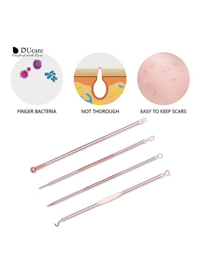 4-Piece Dual Heads Needle Blackhead Remover in Rose Gold