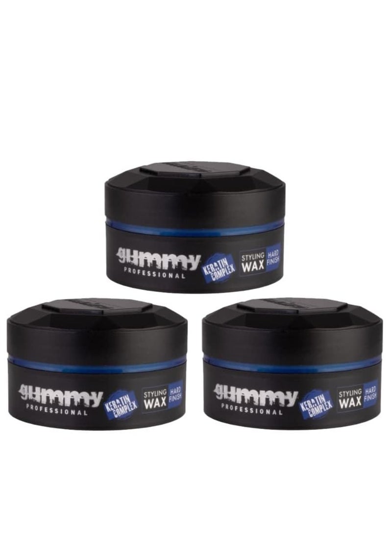 Gummy Professional Hard Finish Hair Styling Wax 150ml x 3pcs