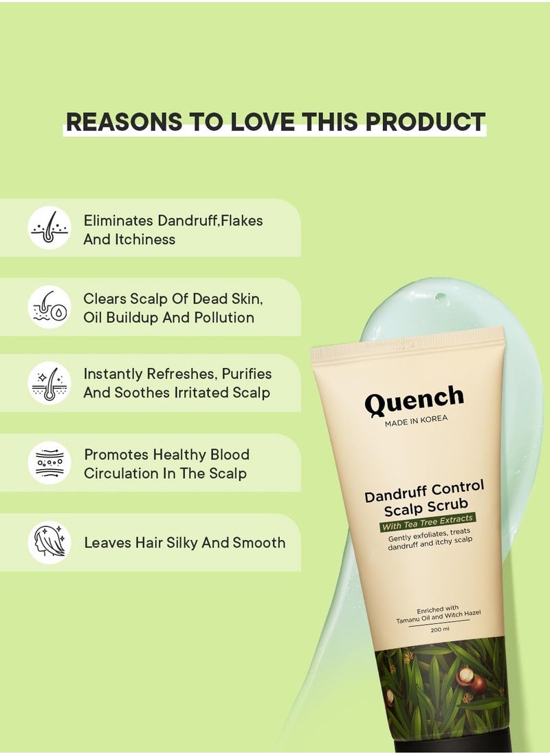 Dandruff Control Scalp Scrub With Tea Tree Extracts | Eliminates Dandruff, Flakes & Itchiness | Clears Scalp Of Dead Skin & Oil Buildup | Made In Korea (200Ml)