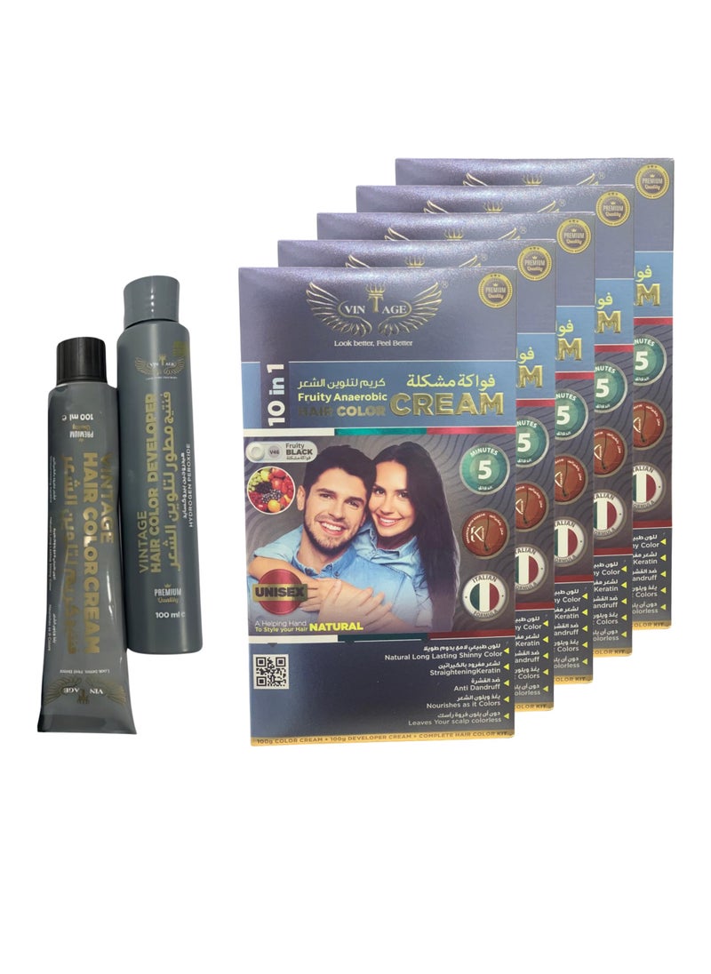Vintage Apple Anaerobic Hair Cream – 100% Organic Hair Dye and Natural Hair Color Cream, 200ml (10-in-1), offered in three unique shades and scents. Pack of 5