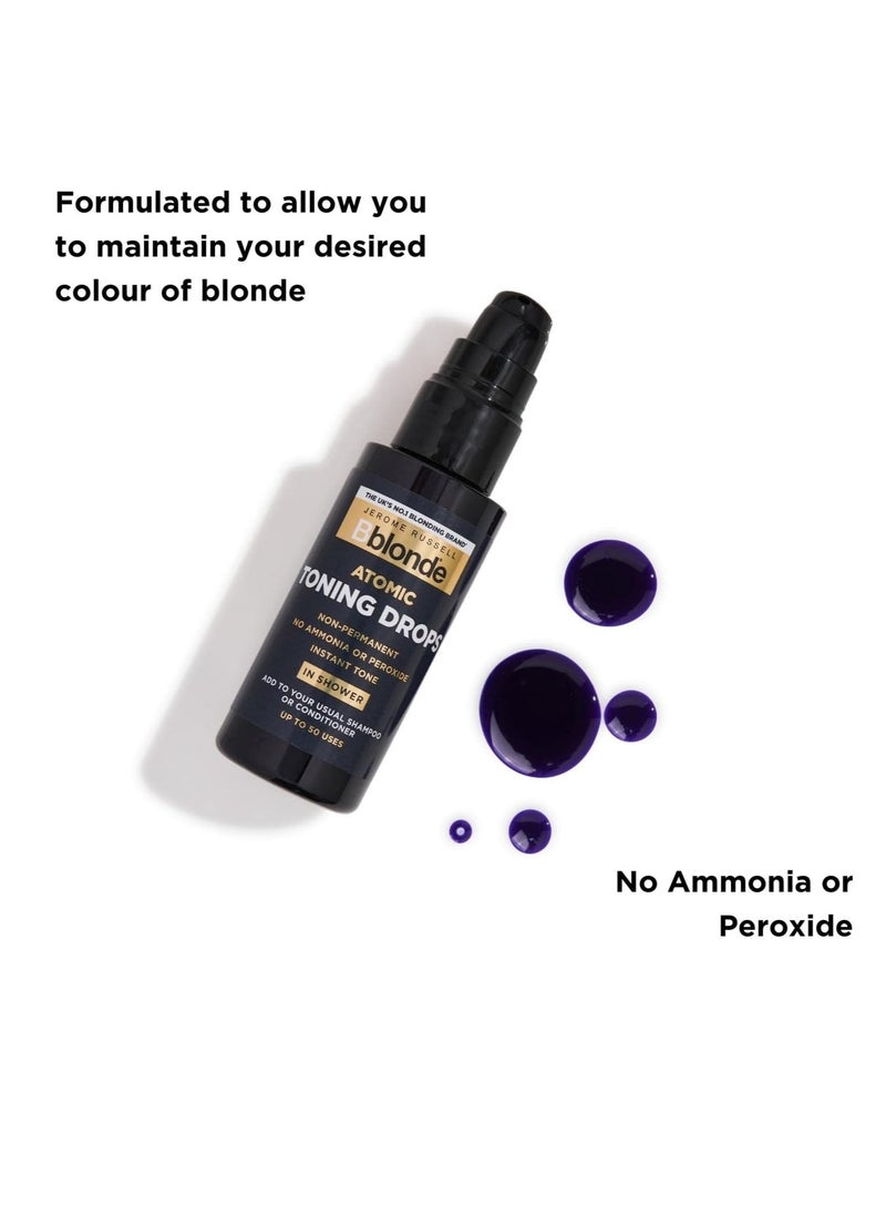 Bblonde Atomic Toning Drops Non Permanent Atomic Hair Toner Refresh and Maintain Blonde Hair Dye Add Drops in Shower with Shampoo or Conditioner 50 Uses