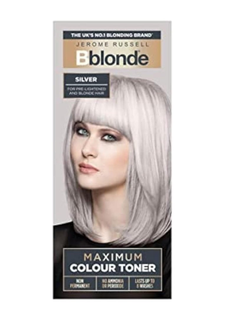 Russell Bblonde Maximum Colour Silver Toner Non Permanent Hair Toner for Pre Lightened and Naturally Blonde Hair Silver Hair Dye with No Ammonia or Peroxide Lasts up to 8 Washes 75ml