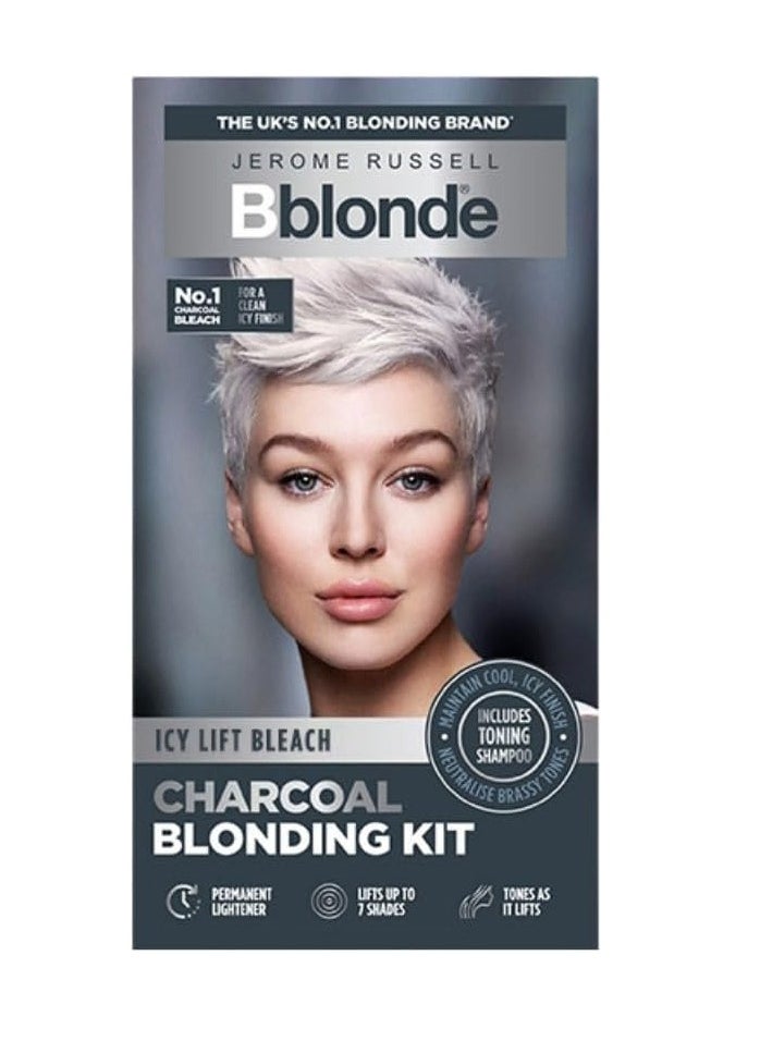 Bblonde Charcoal Blonding Kit Toning Bleach Lifts Up To 7 Shades with Activated Charcoal Black Ice Shampoo And Conditioner Included