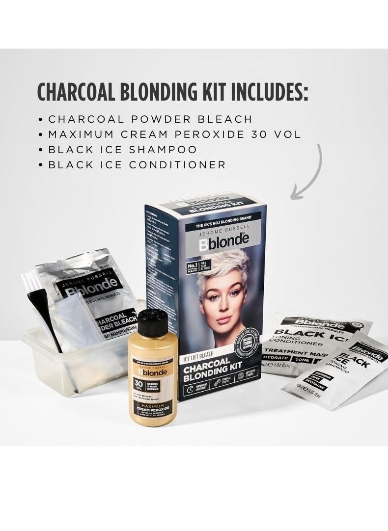 Bblonde Charcoal Blonding Kit Toning Bleach Lifts Up To 7 Shades with Activated Charcoal Black Ice Shampoo And Conditioner Included