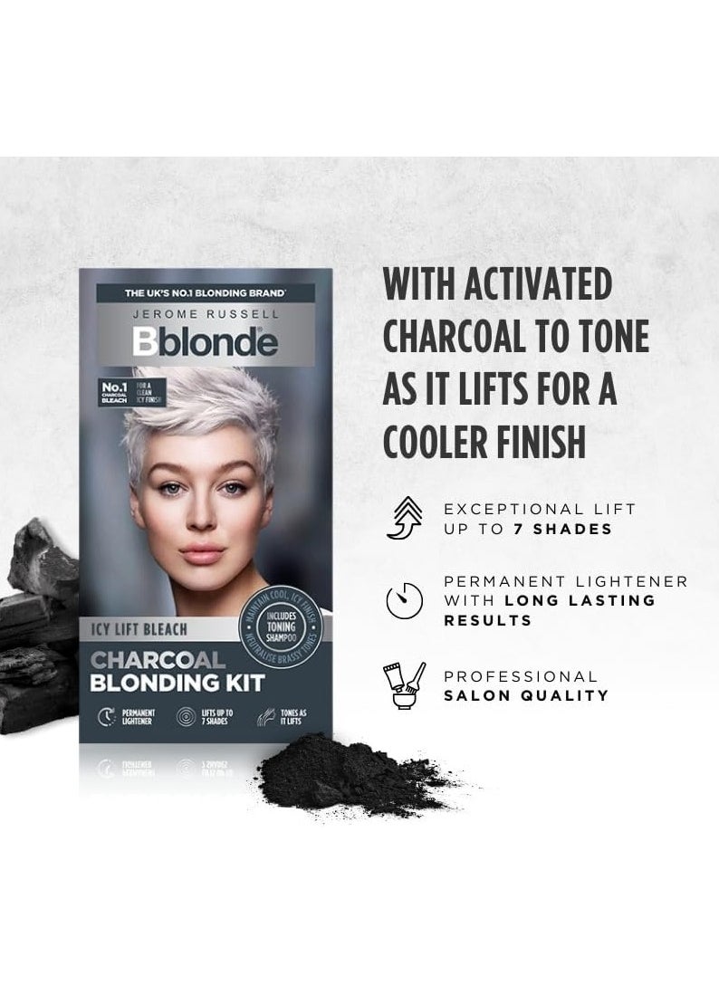 Bblonde Charcoal Blonding Kit Toning Bleach Lifts Up To 7 Shades with Activated Charcoal Black Ice Shampoo And Conditioner Included