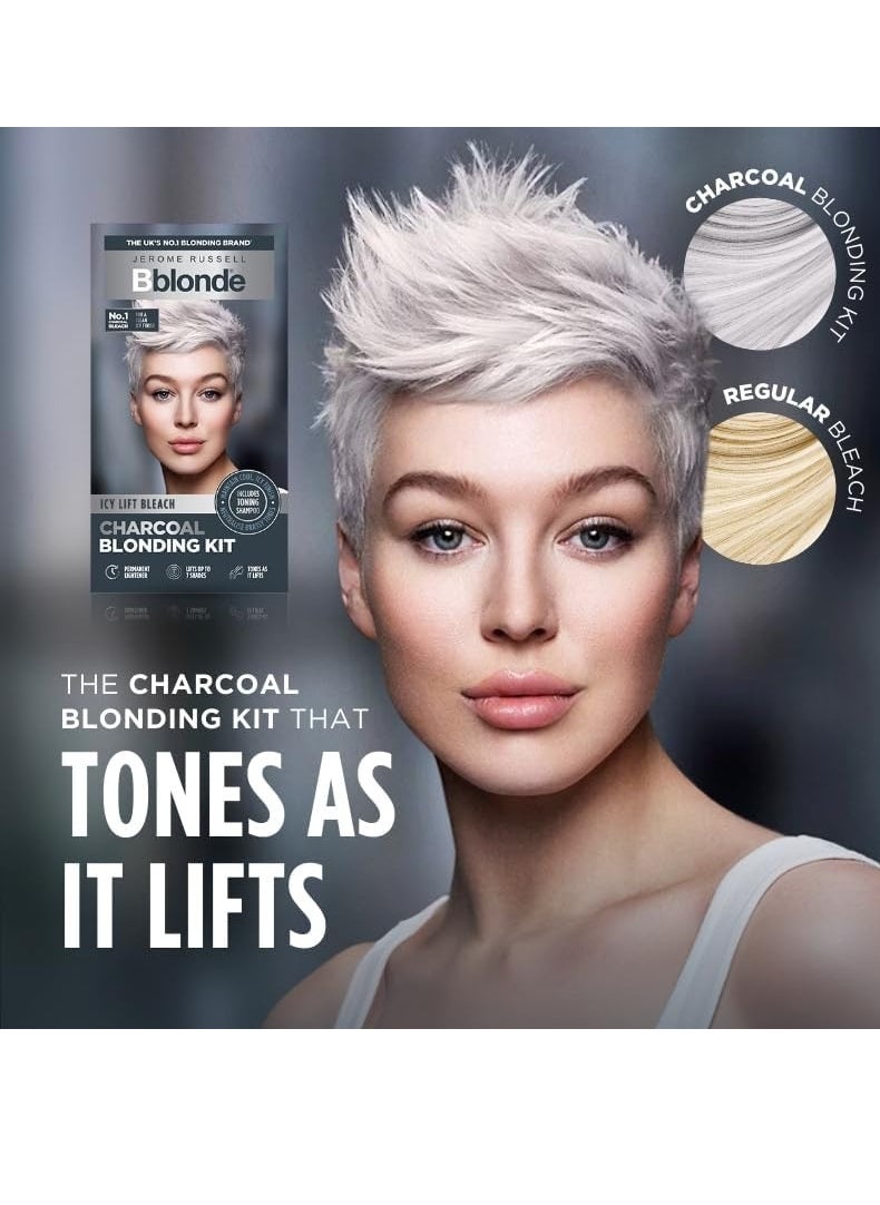 Bblonde Charcoal Blonding Kit Toning Bleach Lifts Up To 7 Shades with Activated Charcoal Black Ice Shampoo And Conditioner Included