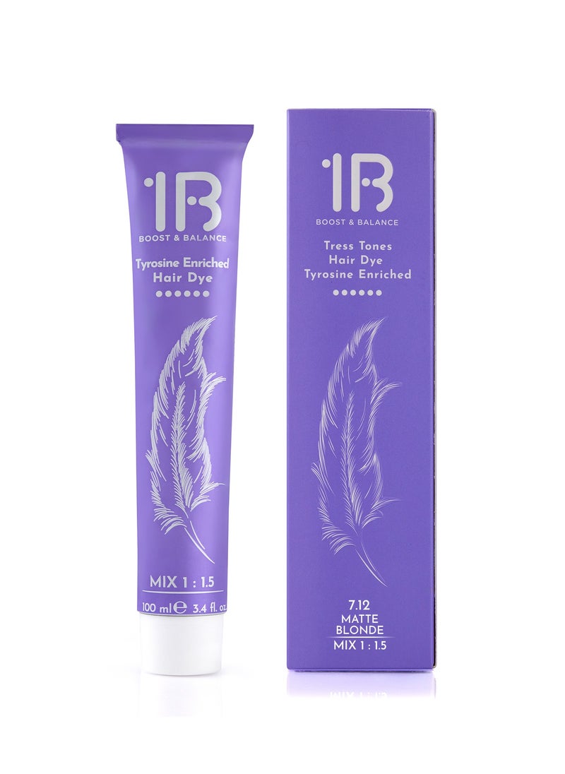 1B Hair Dye Matte Blonde Color 7.12 Tress Tones Tyrosine Enriched 100ML