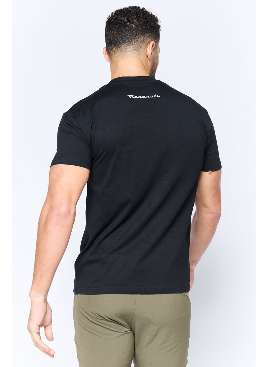 Men Crew Neck Short Sleeve Brand Logo T-Shirt, Black