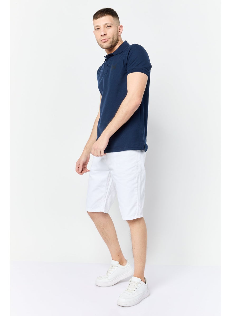 Men Regular Fit Brand Logo Short Sleeve Polo Shirt, Navy
