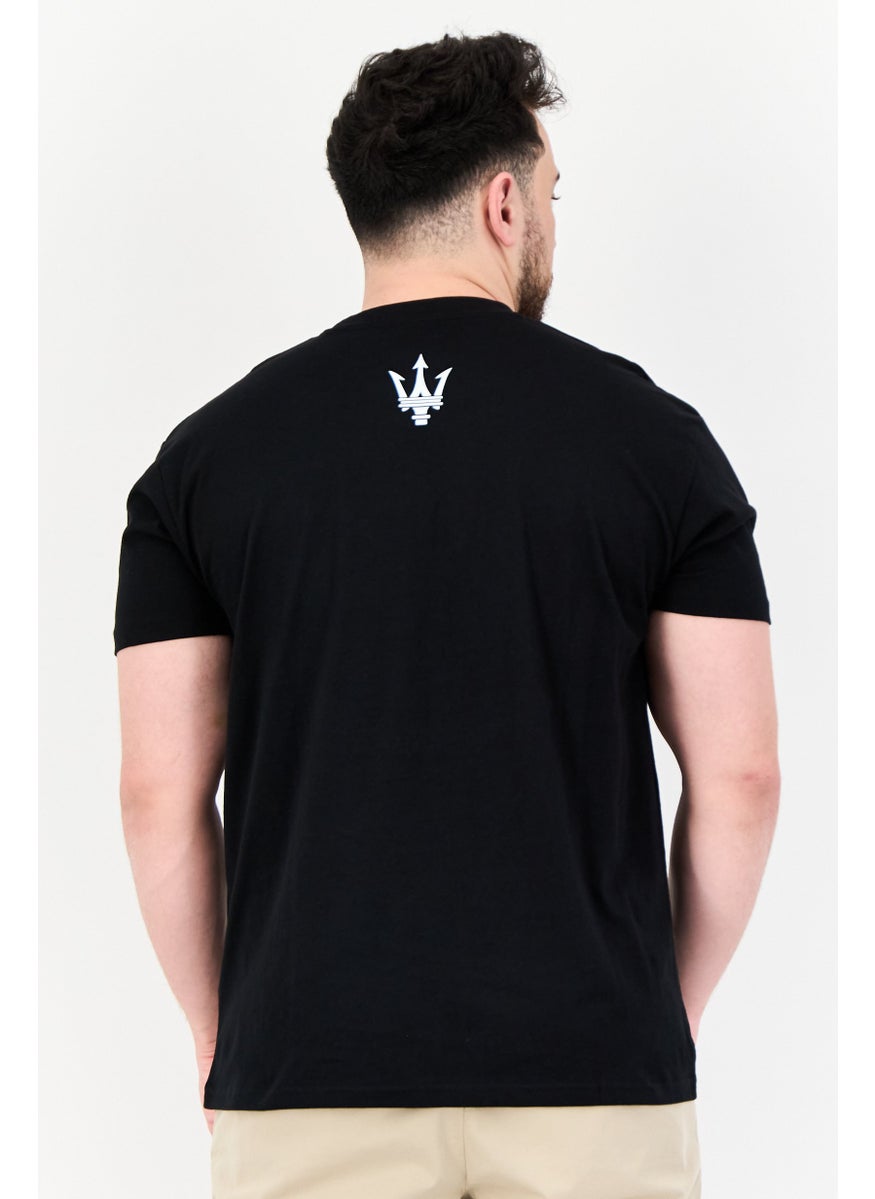 Men Crew Neck Short Sleeve Graphic Print T-Shirt, Black