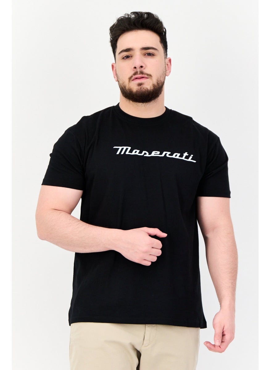 Men Crew Neck Short Sleeve Graphic Print T-Shirt, Black