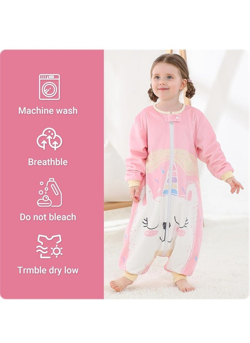 Baby Sleeping Bag Sack Long Sleeve with Feet Winter Swaddle Wearable Blanket for Boys Girls Duck 1 to 3Years