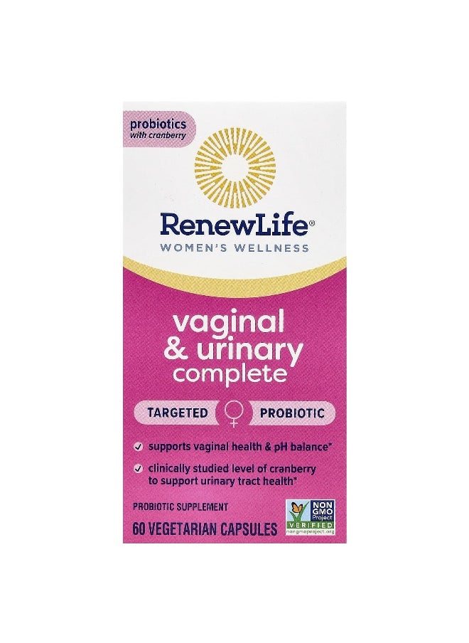 Renew Life, Women's Wellness, Vaginal & Urinary Complete, 60 Vegetarian Capsules