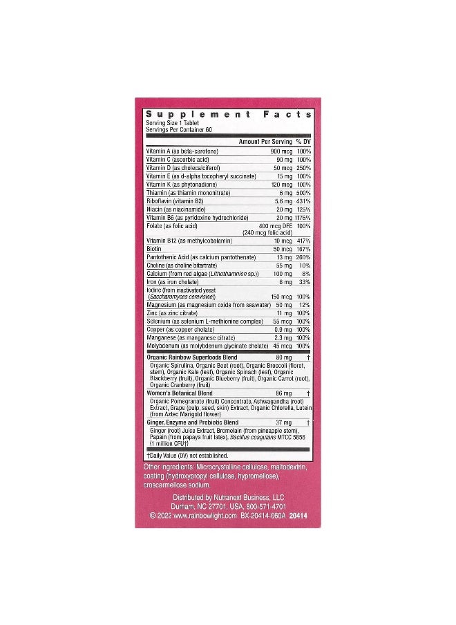 Rainbow Light, Women's One™ Daily Multivitamin, High Potency, 60 Vegetarian Tablets