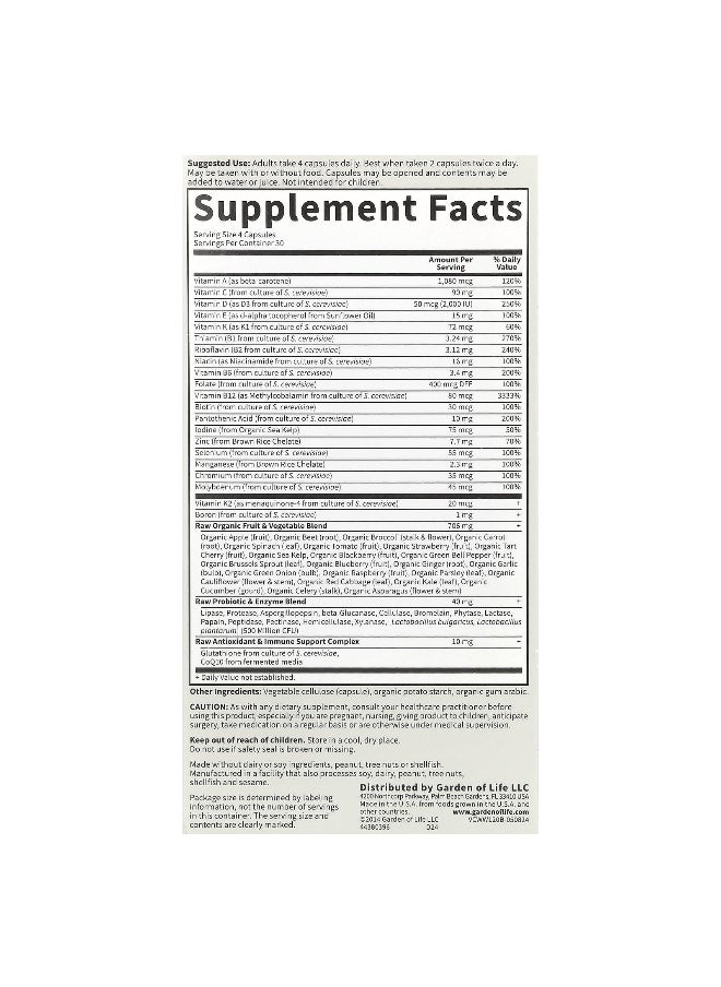 Garden of Life, Vitamin Code®, Whole Food Multivitamin for Women, 50 & Wiser, 120 Vegetarian Capsules