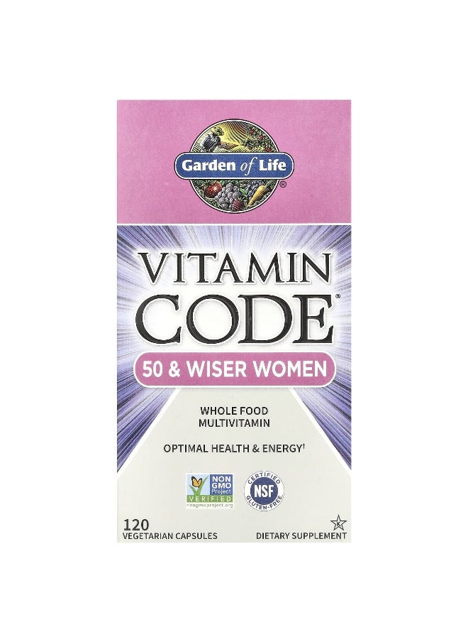 Garden of Life, Vitamin Code®, Whole Food Multivitamin for Women, 50 & Wiser, 120 Vegetarian Capsules