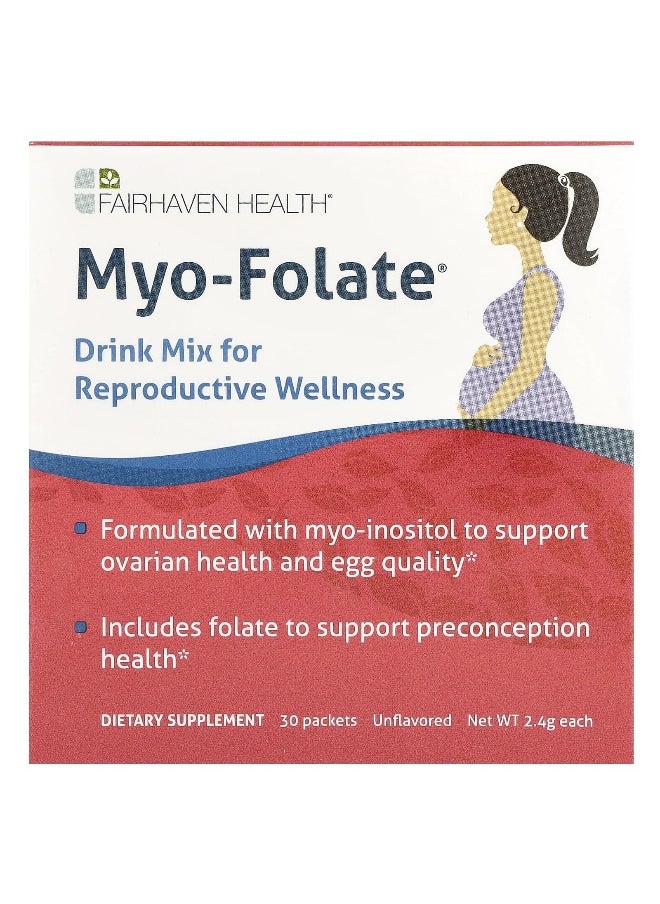 Fairhaven Health, Myo-Folate®, Drink Mix for Reproductive Wellness, Unflavored, 30 Packets, 2.4 g Each