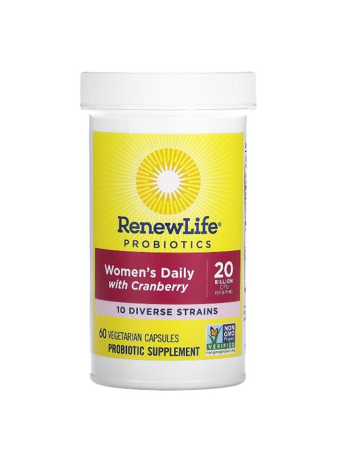 Renew Life, Probiotics, Women's Daily with Cranberry, 20 Billion CFU, 60 Vegetarian Capsules