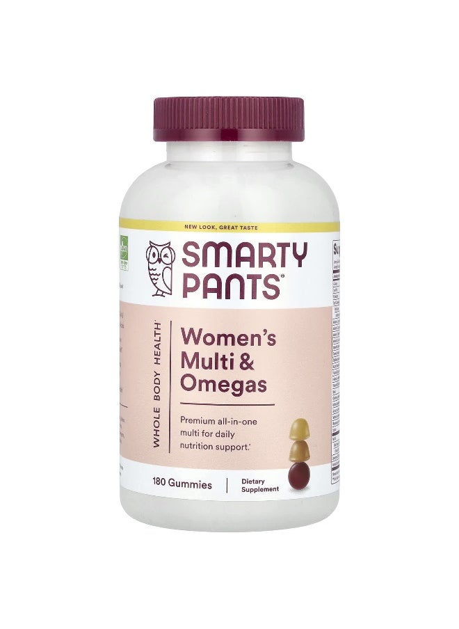 SmartyPants, Women's Multi & Omegas Gummies, Blueberry, Orange and Lemon Creme, 180 Gummies