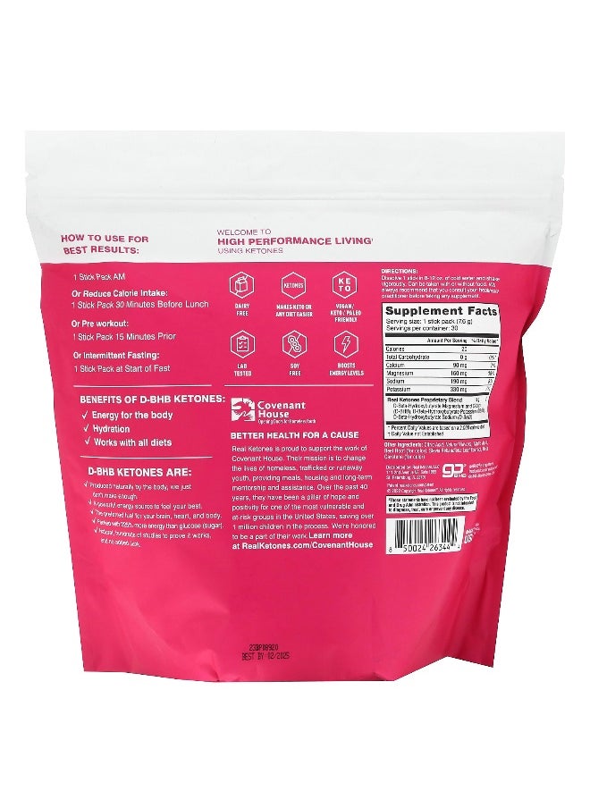 Real Ketones, Shift, Raspberry Lemonade, 30 Drink Mix Packets, 0.27 oz (7.6 g) Each