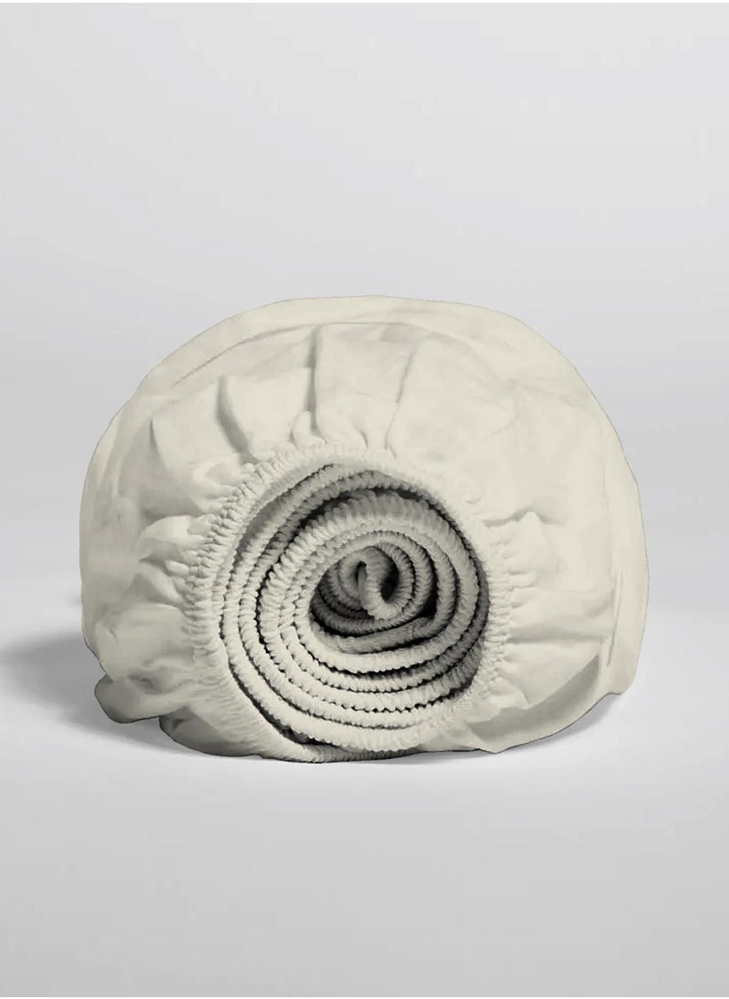 Solid 1 Fitted Sheet Single Cotton Ivory 200x90cm