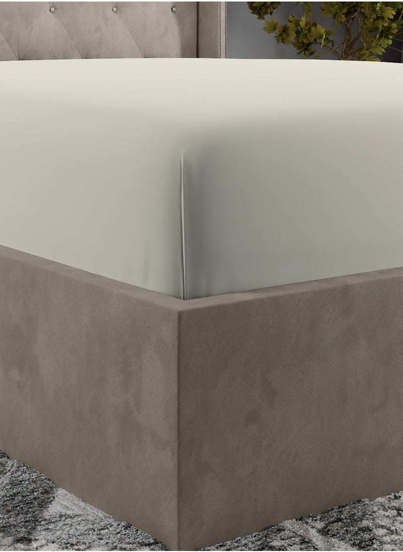 Solid 1 Fitted Sheet Single Cotton Ivory 200x90cm