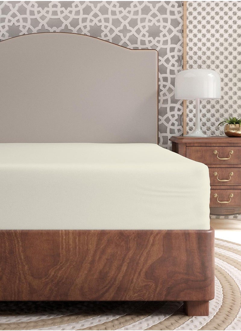 Solid 1 Fitted Sheet Single Cotton Ivory 200x90cm