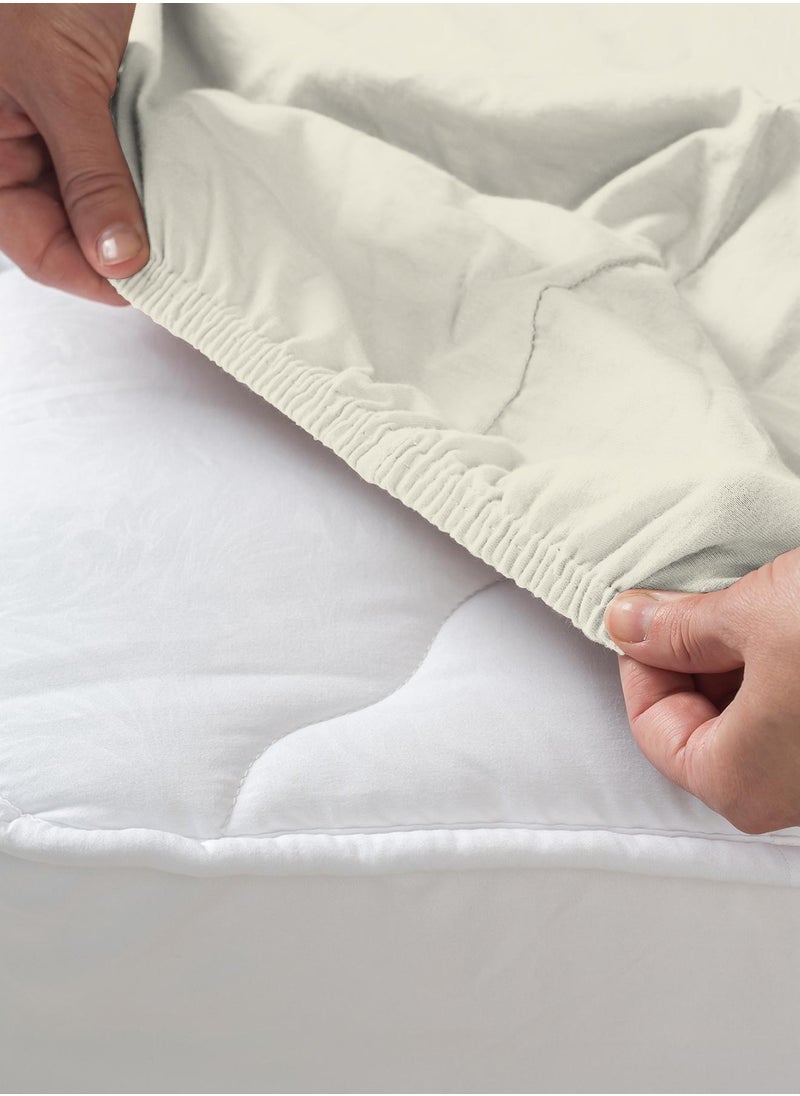 Solid 1 Fitted Sheet Single Cotton Ivory 200x90cm
