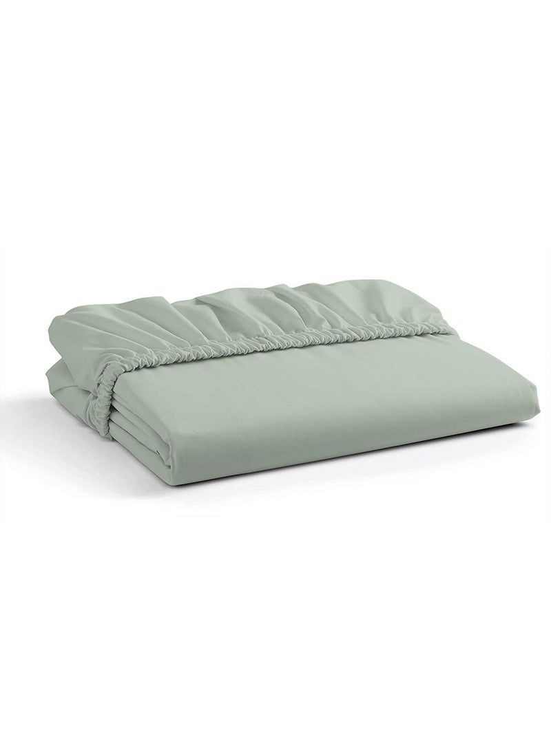 Solid 1 Fitted Sheet Super King Cotton:Polyester Soft Green 205x200cm