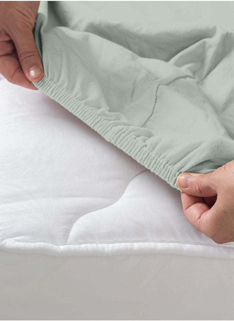 Solid 1 Fitted Sheet Super King Cotton:Polyester Soft Green 205x200cm