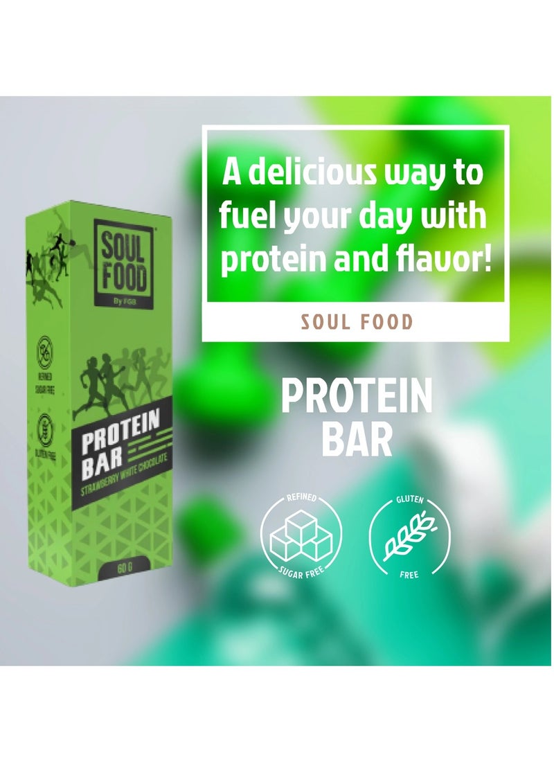 Soul Food Protein Bar Strawberry & White Chocolate Flavor - gluten free, refined sugar free 60g x 24
