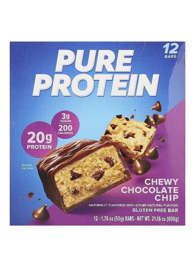 Pure Protein, Gluten Free Bar, Chewy Chocolate Chip, 12 Bars, 1.76 oz (50 g) Each