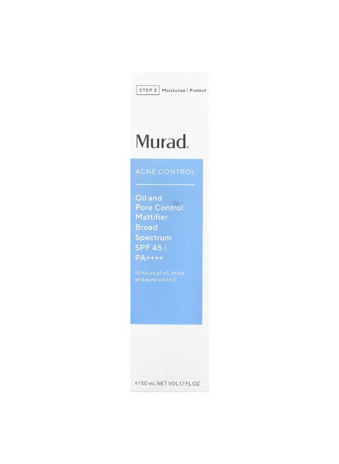 Murad, Acne Control, Oil and Pore Control Mattifier, SPF 45 PA++++, 1.7 fl oz (50 ml)