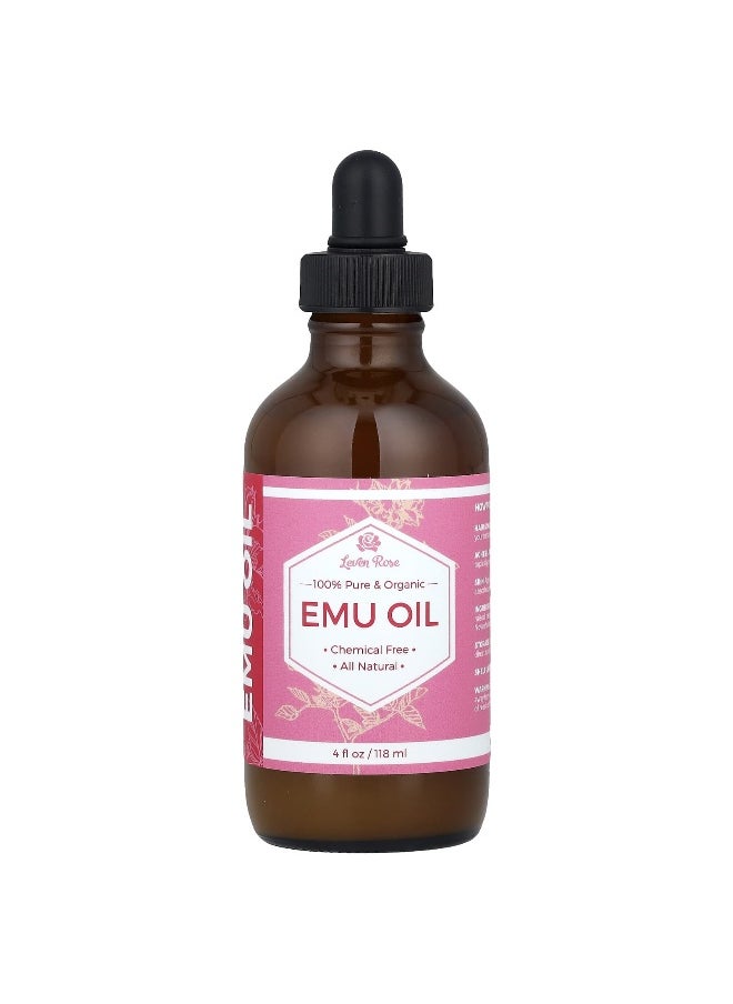 Leven Rose, 100% Pure & Organic Emu Oil, 4 fl oz (118 ml)