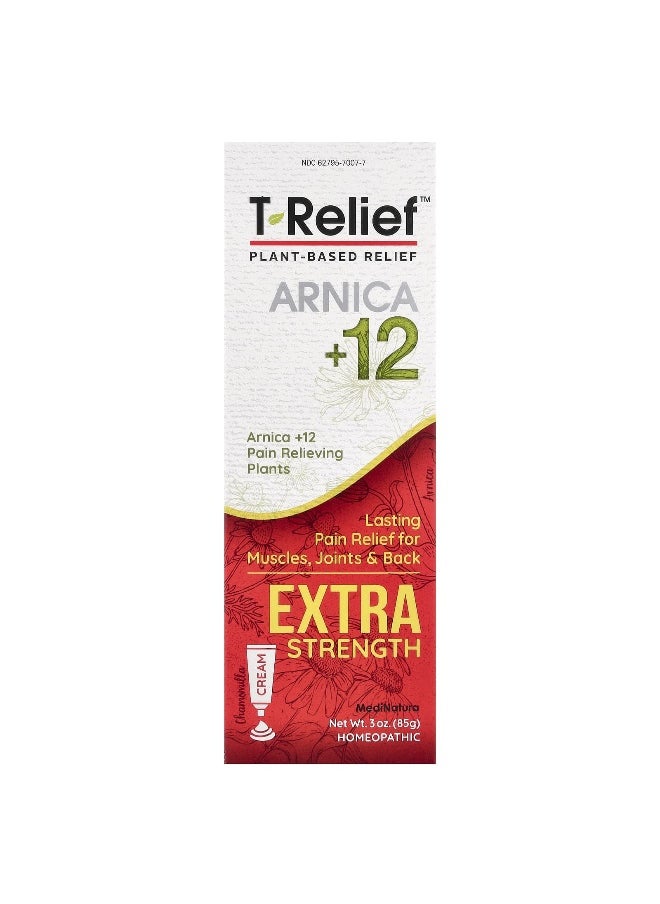 MediNatura, T-Relief™, Arnica +12 Cream, Extra Strength, Chamomilla, 3 oz (85 g)