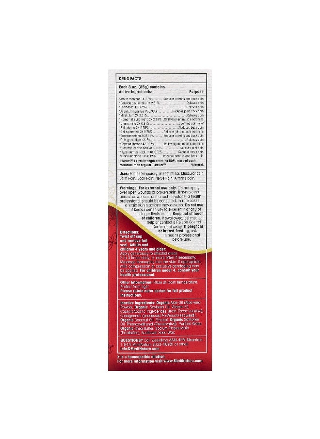 MediNatura, T-Relief™, Arnica +12 Cream, Extra Strength, Chamomilla, 3 oz (85 g)