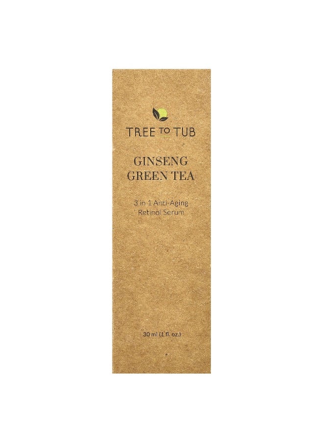 Tree To Tub, Ginseng Green Tea, 3-in-1 Anti-Aging Retinol Serum, 1 fl oz (30 ml)